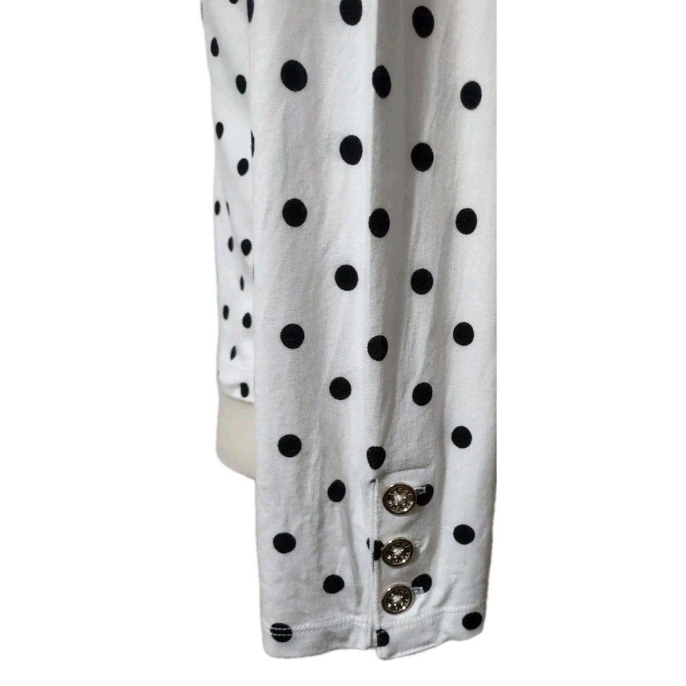 Tommy Hilfiger Top Size M Women's Polka Dot White Black Bow Neck Retro Blouse‎ - Picture 6 of 13